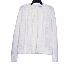 Vintage Northern Isles Cream Knit Open Front Cardigan Sweater Women's Medium